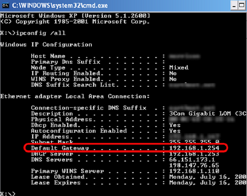 192.168.l.254 ip default gateway